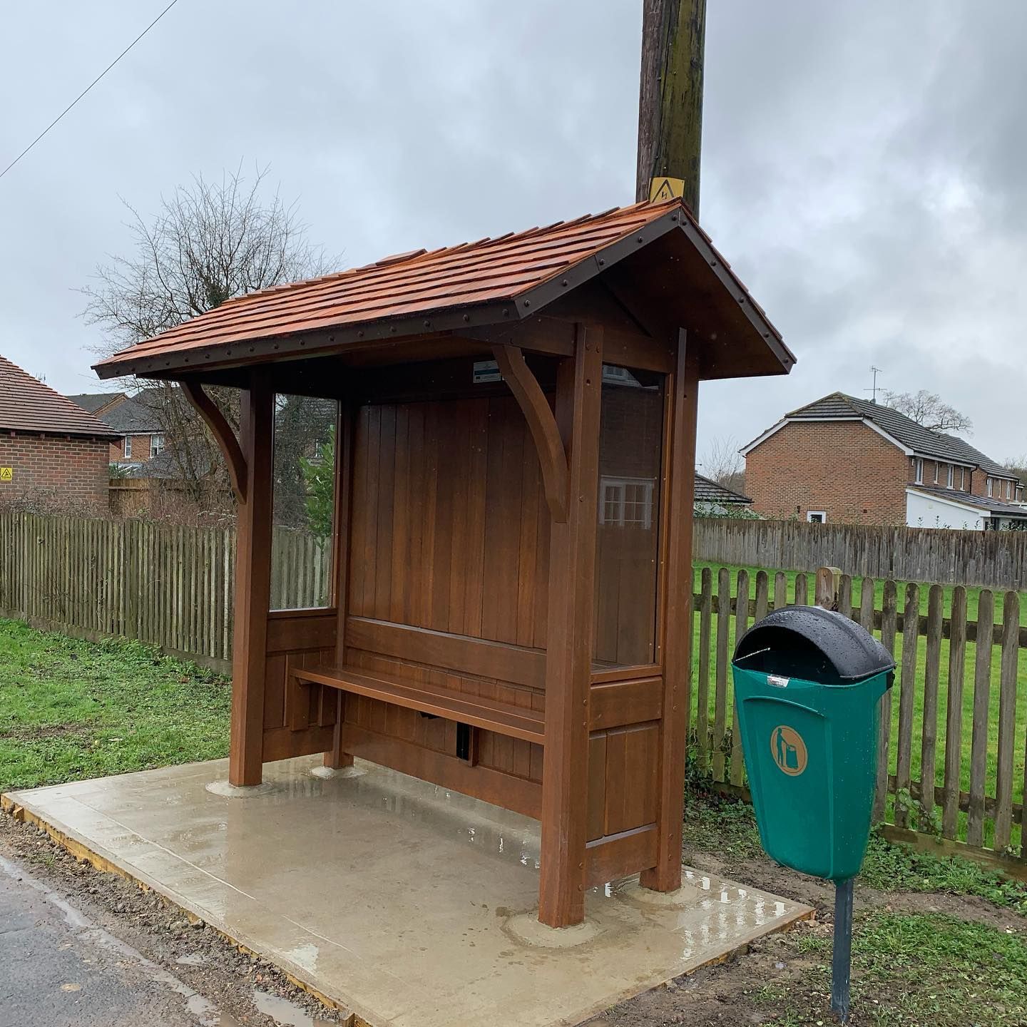 Wooden bus stop